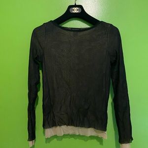 Sheer Black and Tan long sleeve
